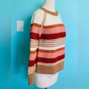 EUC & Other Stories XS Los Angeles Atelier Chunky Knit Sweater Rust Ivory Camel